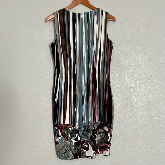 Tahari Blue Purple Watercolor Sheath Dress - Size 10 - Picture 3 of 5